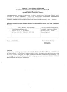Rozstrzygnięcie konkursu na udzielanie świadczeń specjalistycznych  w Poradni Reumatologicznej
