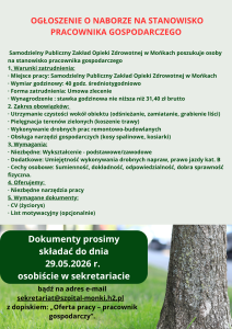 SP ZOZ w Mońkach poszukuje Pracownika Gospodarczego